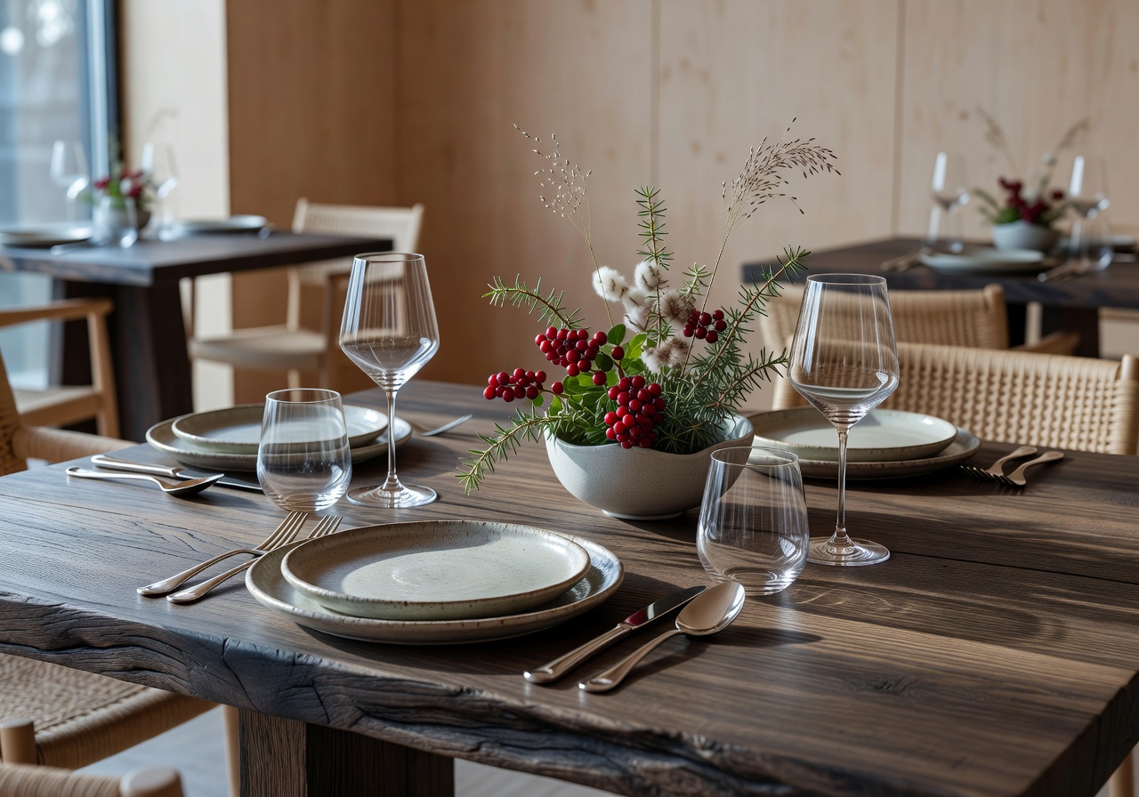 Nordic fine dining restaurant table setting